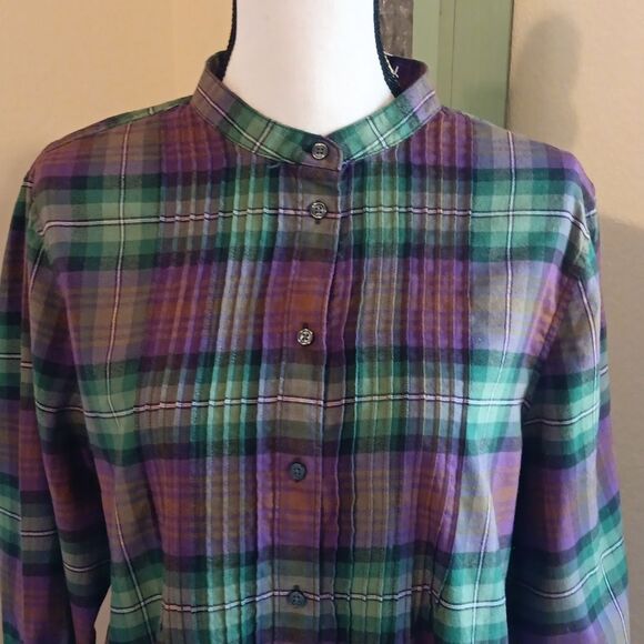 Lands' End Multicolor Plaid Shirt .Outdoor, Beachy. Normcore - Picture 2 of 11
